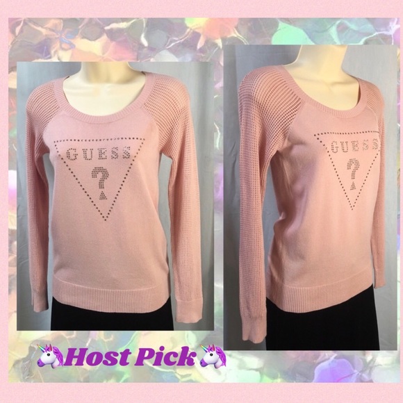 Guess Tops - Authentic Guess pastel pink and embellished jumper